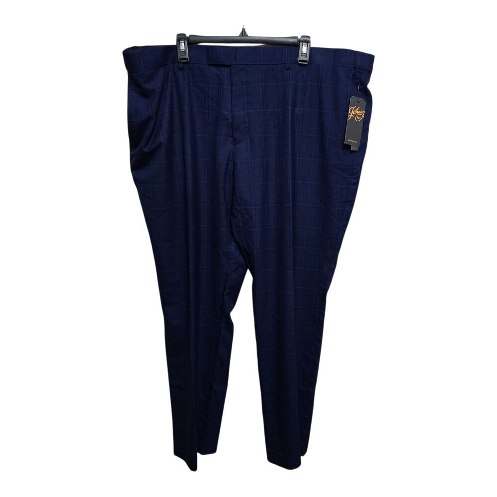 Johnny Bigg Mens Dress Pants Gianni Check Marine Blue Slim Fit Size 46 NEW